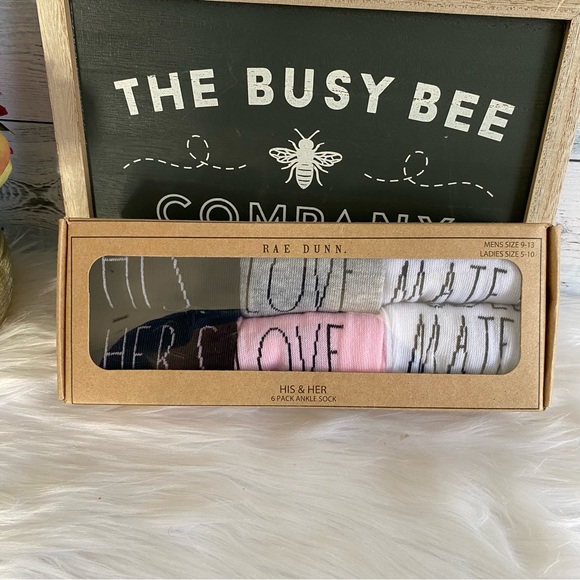 Rae Dunn HIS HERS 6 Pack Matching Ankle Socks - Picture 5 of 5